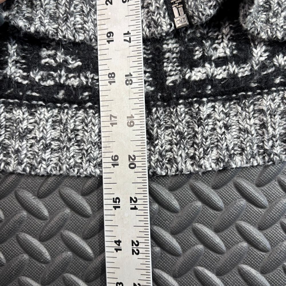 Kenzie Gray Black Geometric‎ Pattern Full Zip Cropped Knitted Sweater Women's M - Picture 4 of 7